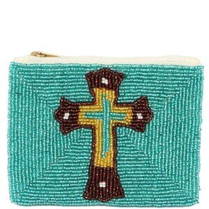 DIONA J FASHION CROSS FULLY SEED BEADED ZIPPER BAG